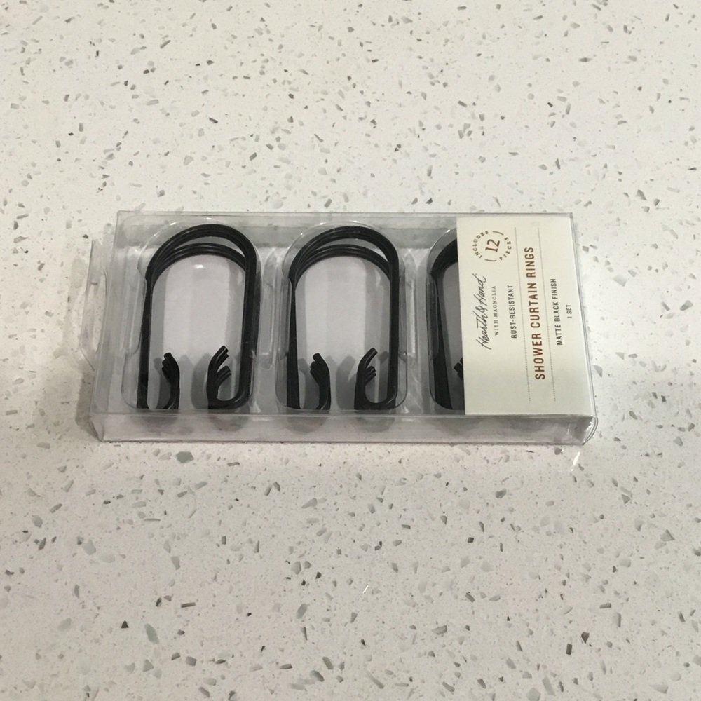 NIP Hearth & Hand Matte Black Shower Ring Set
